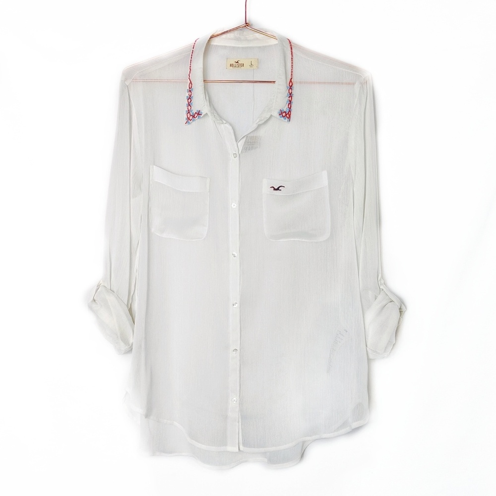 Hollister • NWT Boho Sheer Button Down Top